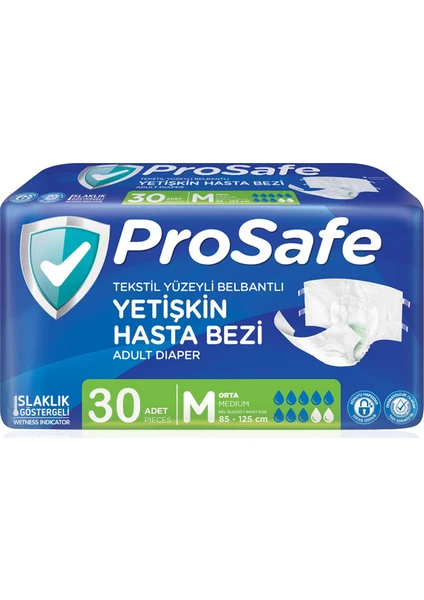 Prosafe Orta (M) Belbantlı Yetişkin Hasta Bezi 30'lu Tekstil Yüzey ile Rahatlık Sağlar