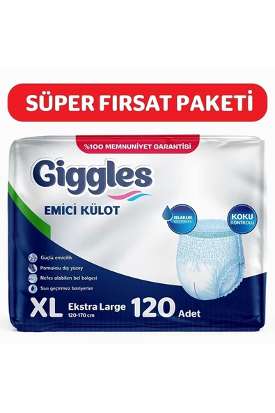 Giggles Yetişkin Emici Külot Bez Ekstra Büyük Boy (Xl) 4Paket 120 Adet