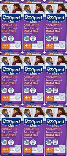 Canped Kids Tekstil Yüzeyli 4-7 Yaş 9'lu 9 Adet Çocuk Külotlu Hasta Bezi