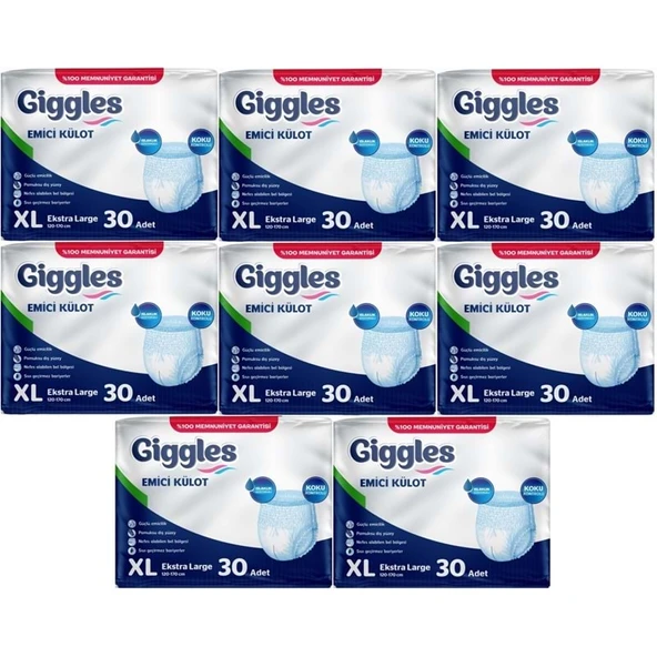 Giggles Emici Külot Ekstra Büyük Boy XL 30'lu 8 Adet Hasta Bezi